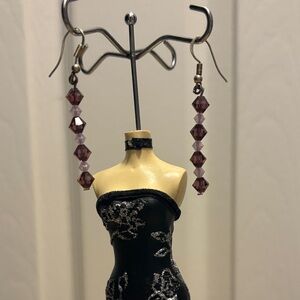 Handmade Purple Beaded Drop Earrings